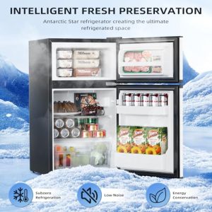 Antarctic Star 3.2 Cu.Ft Mini Fridge with Freezer – Silver