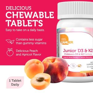 Zahler Junior Vitamin D3 + K2 Chewables – Kids Bone Health