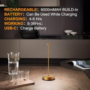 SAKRINGT 2 Pack Cordless Table Lamps – Rechargeable, Waterproof
