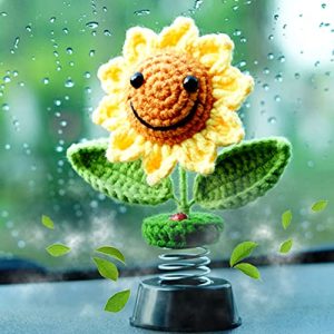 Sunflower Bobblehead Car Decor – Dashboard & Desk Ornament