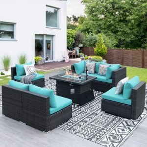 NICESOUL 7-Piece Modern Patio Fire Pit Furniture Set