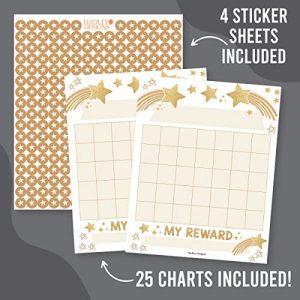 25-Pack Gold Star Reward Charts for Kids Behavior