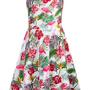 Hawaiian Flamingo Dress for Girls: Lace Twirl Princess Outfit