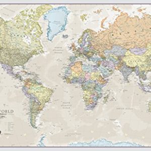 Giant Classic Laminated World Map Poster 46x77.5