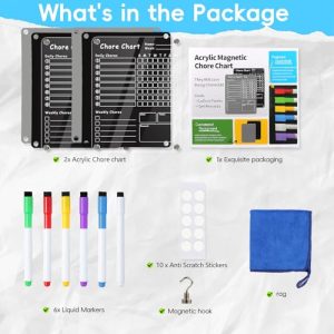 Magnetic Acrylic Chore Chart 2-Pack for Kids & Adults