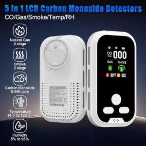 5-in-1 Smart CO, Smoke & Gas Leak Detector with Display
