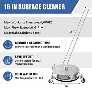 JANZ 16″ Pressure Washer Surface Cleaner | 4 Wheels