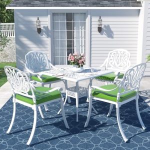 MEETWARM 5-Piece Cast Aluminum Patio Dining Set