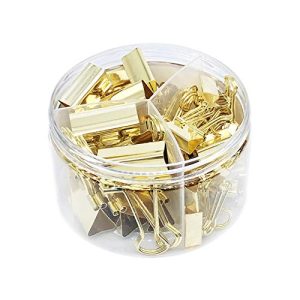 Gold Binder Clips Assorted Sizes for Office & Home