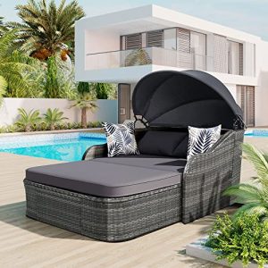 Outdoor Daybed with Retractable Canopy – Double Loveseat