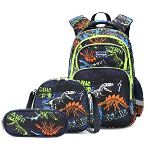 3Pc Boys Dino Backpack Set – School & Lunch