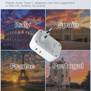 TESSAN 2-Pack European USB-C Travel Plug Adapter