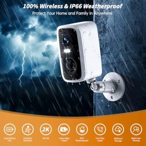 2K Wireless Outdoor Security Camera – AI Motion, 2-Way Talk