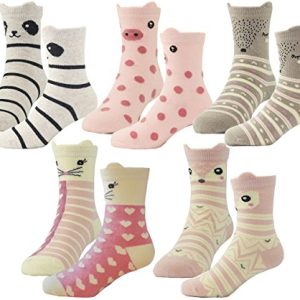 Hzcojulo Girls Cotton Crew Socks – 5 Pair Gift Set