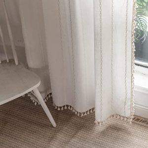BCLBUSTE Boho Semi-Blackout Curtains - Linen Tassels