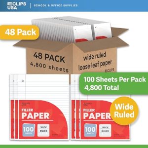 Bulk Wide Ruled Notebook Paper – 48 Pack Loose Leaf