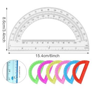 Unjoo 2-Pack 180° Blue Plastic Math Protractors