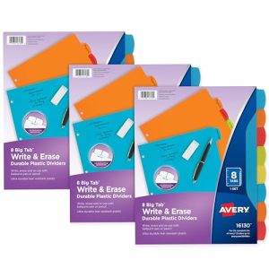 Avery Big Tab Write & Erase Dividers – 3 Sets (Multicolor)