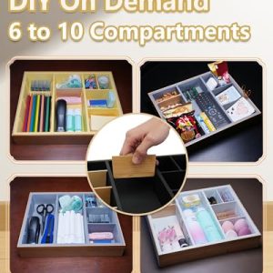 Hitseon Bamboo Desk Drawer Organizer – Adjustable Dividers