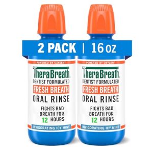 TheraBreath Fresh Breath Mouthwash – Icy Mint (2 x 16 Fl Oz)