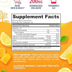 Biotin Collagen Gummies for Hair, Skin & Nails – Low Sugar