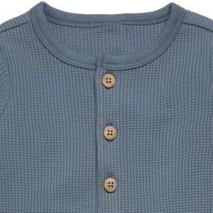 Gerber Baby Boys’ Mini Waffle Romper – Medium Blue, 18 Months