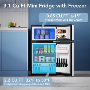 Electactic 3.1 Cu.Ft Mini Fridge with Freezer – Stainless