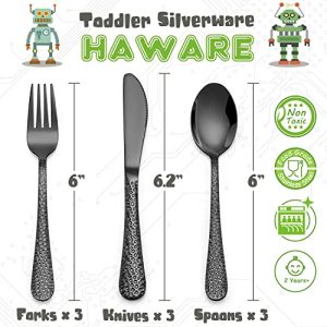 HaWare 9-Pc Toddler Kids Silverware Set – Hammered Finish