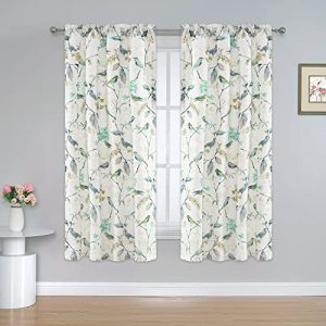 VOGOL Bird Print Curtains - Country Style Thermal Drapes