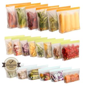 20-Pack Reusable Food Storage Bags - Leakproof & BPA-Free