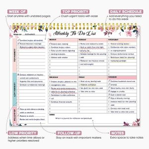 Weekly To Do List Notepad – Undated Desk Planner (8.5×11)