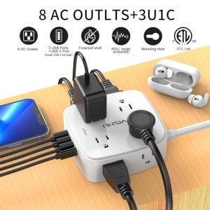 Surge Protector Power Strip with 8 Outlets & 4 USB Ports