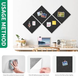 4-Pack Grey 12×12 Felt Cork Board Tiles