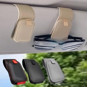 Teoenix Magnetic Leather Sunglass Holder for Car (2-Pack)