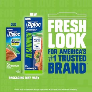Ziploc XL Sandwich & Snack Bags – Grip ‘n Seal, 30 Count