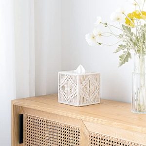 Macrame Tissue Box Cover – Boho Woven Tissue Holder