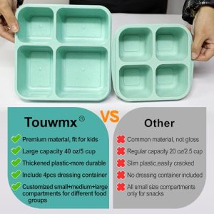 Large 40oz Bento Box 4-Pack – Kids & Adults Meal Prep