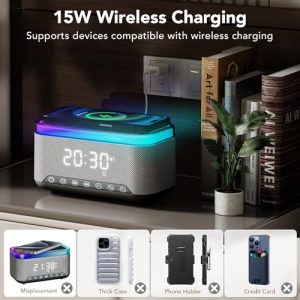 Mloas Wireless Charging Alarm Clock – Bluetooth & White Noise