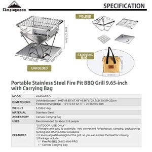 CAMPINGMOON Mini Portable Charcoal Grill & Fire Pit