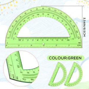 EBOOT 2-Pack Green 180° Plastic Math Protractors