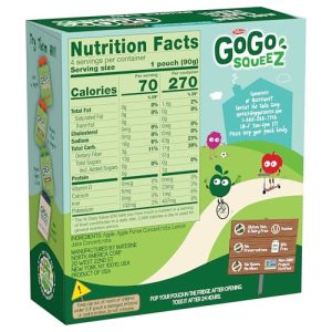 GoGo squeeZ Apple Puree – 48-Pack Unsweetened Kids Snacks