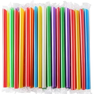100-Pc Angled Jumbo Smoothie Straws – Multi-Color