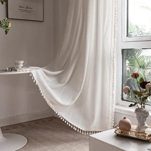 BCLBUSTE Boho Semi-Blackout Curtains – Linen Tassels