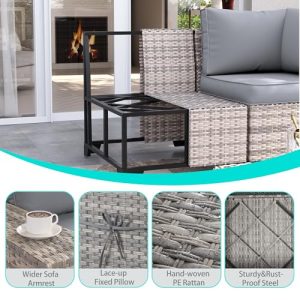 Muphyers 9-Piece Outdoor Patio Furniture Set with Swivel