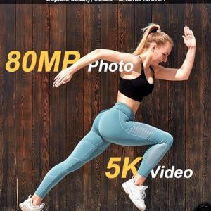 True 5K 80MP Digital Vlogging Camera with WiFi & Touch Screen