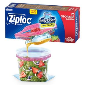 Ziploc Gallon Food Storage Bags - Easy Fill & Stand-Up Bottom (75 Ct)