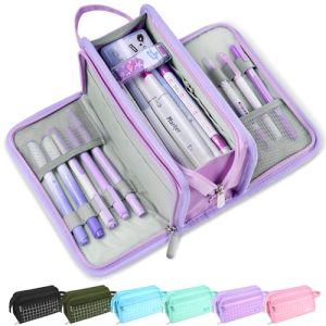 Sooez Large 3-Compartment Pencil Case for Teen Girls