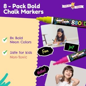 Liquid Chalk Markers – 8 Pack with Labels (6mm Tip)