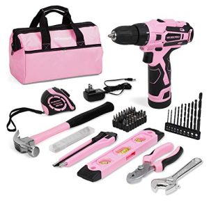 WORKPRO Pink 12V Cordless Drill & Home Tool Kit