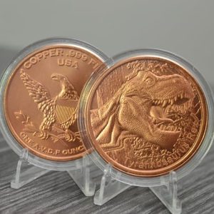 Roaring T-Rex 1oz .999 Copper Round Challenge Coin